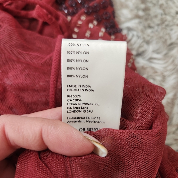 Free People Sea Urchin Red Sequin And Beaded Halter Top Women's Size XL - Picture 8 of 10